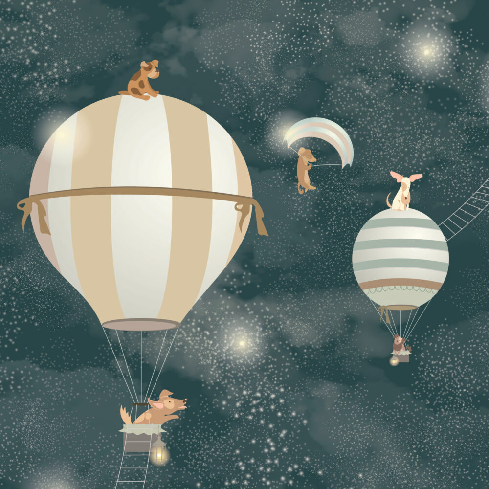 Dogs with balloons