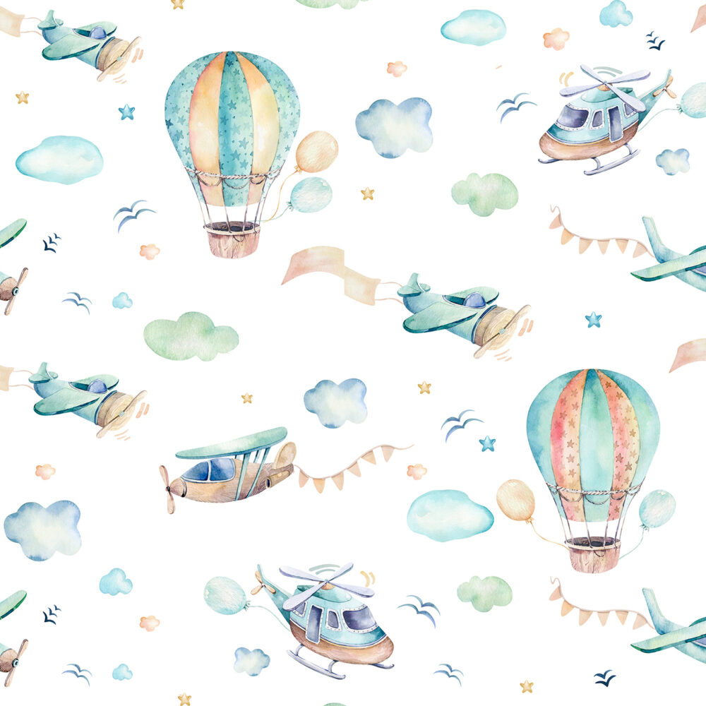 Hot air balloons with airplanes