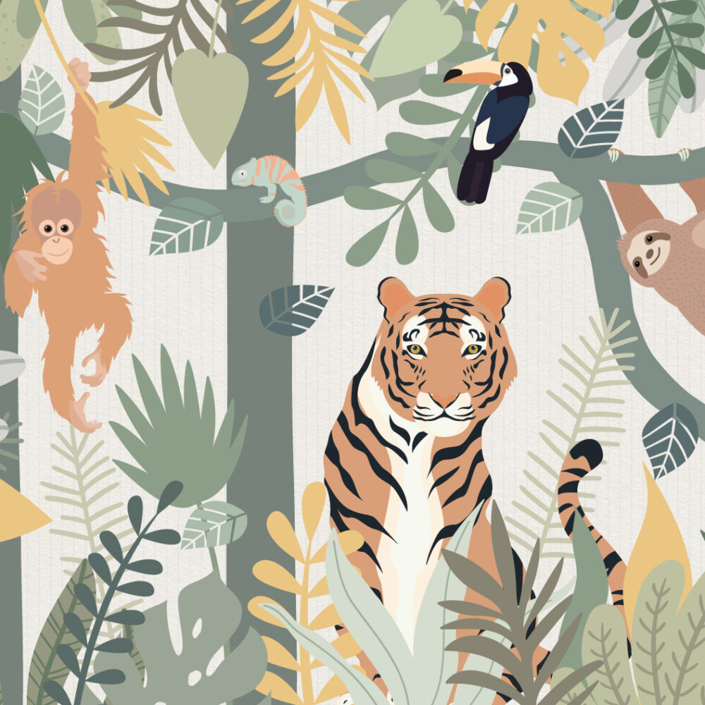 Children's jungle with tiger