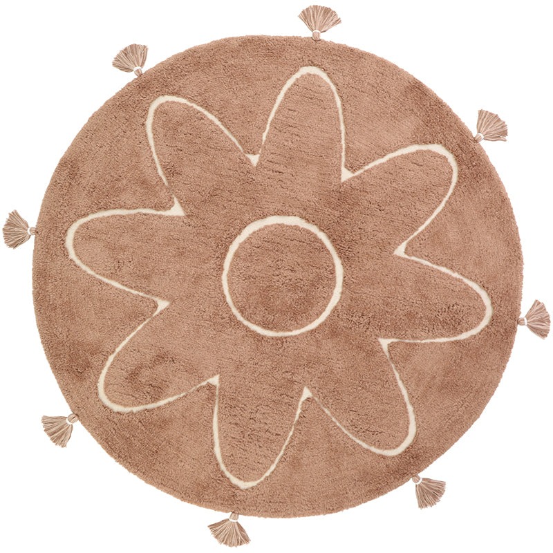 Yva Bohemian Cotton Children's Rug with Pompoms Ø110cm